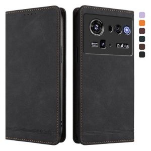 Coque Pour ZTE nubia Z80 Ultra Etui en Cuir PU Portefeuille Magn&eacute;tique R&eacute;tro Flip Housse Noir multicolore HOUSSE