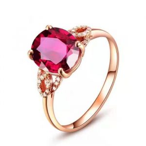 Bague Femme Luxe RMEGA - Alliance de fian&ccedil;ailles Mariage - Rouge Oxyde de zirconium Dor&eacute; rose