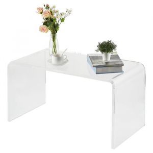 Garvee Table basse acrylique transparente en U bords arrondis 81x40x41cm anti-RAYURE salon salle de bain