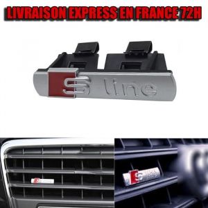Insignes demblème de calandre en métal argenté mat avec logo S Line pour Audi