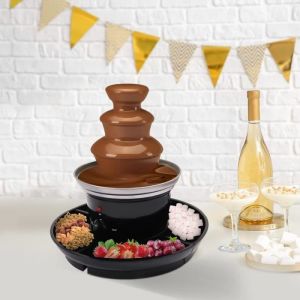 Fontaine à Chocolat 3 Niveaux avec Assiette à Fruits-Machine de Fontaine pour Chocolat Fondant Chaud 40W-Capacité 0.45kg-Famille