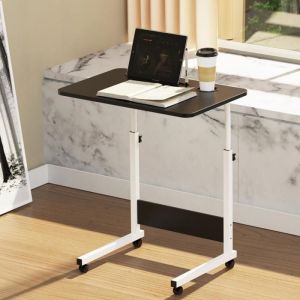 SUPFINE Table dAppoint pour salon Bureau dordinateur r&eacute;glable en hauteur avec roulettes pour Canap&eacute;-Lit H&ocirc;pital 60 &times; 40cm