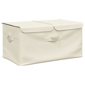 R&eacute;duction - Bo&icirc;te de rangement - SUIKUN - Tissu 50x30x25 cm Cr&egrave;me@EU(40928)