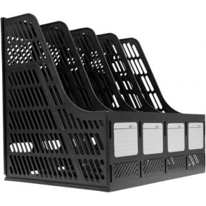 Bote de rangement en polypropylne 4 compartiments pour bureau et classement de documents noir Mobilier dintérieur < Meuble