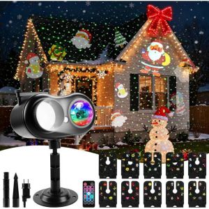 Projecteur Noel Projecteur Laser exterieur noel avec T&eacute;l&eacute;commande D&eacute;coration de No&euml;l Ext&eacute;rieur 80 Motifs 8 Th&egrave;me 10 Couleurs
