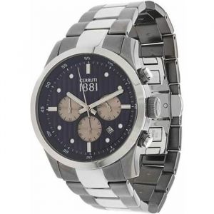 MONTRE HOMME CERRUTI 1881 SWISS MADE. Date et Chrono BRACELET et CADRAN Plaqu&eacute; Argent CRA108STU03MUT