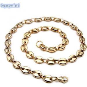 Collier homme- maille grain de caf&eacute;- Acier inoxydable - accessoires de mode- dor