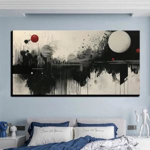 Peinture sur toile noir et blanc art géométrique décoration intérieure affiches pour décoration murale 60x120cm sans cadre