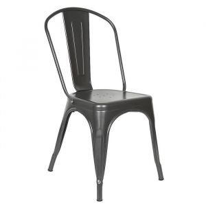 Lot de 4 Chaises en métal effet Fer forgé table à manger Cuisine Salon design vintage gris DIANWAA
