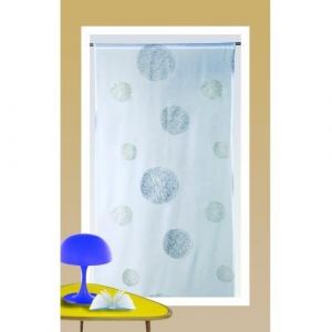 Petit voilage en étamine brodée ronds mêlés 5 mondes Blanc 90x210 cm