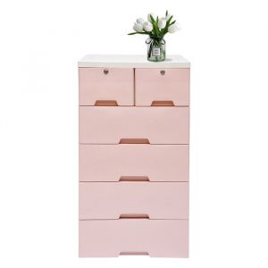 Commode autonome en plastique - 6 tiroirs - Meuble à tiroirs - Étagère à tiroirs - Armoire de salle de bain - Casier