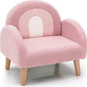 DREAMADE Fauteuil Enfant en Peluche avec Dossier Confortable Accoudoir Ergonomique pour 3-5 Ans Charge 50KG Rose