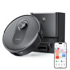 Proscenic Q8 Max- Aspirateur Robot Laveur 2 en 1 -6000pa - Station Auto-Vidage3L - 200 Min - Navigation LiDAR - Connecté Alexa APP