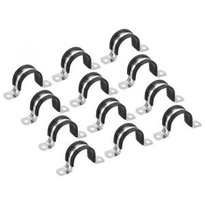 Collier de serrage SOURCING MAP 30mm Caoutchouc Amorti 304 Inox Attache Grillage Rigide Clip Fixation Sangle pour Tube Tuyau 12Pcs