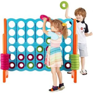 GOPLUS Jeux Puissance 4 GéantJeu de société pour Enfants avec 42 Anneaux Géants eu de Stratégie en Ligne 120x42x104cm