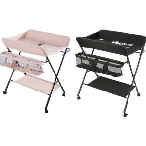 Table à Langer Bébé Pliable - Charge 30KG - Structure en Fer - Rose