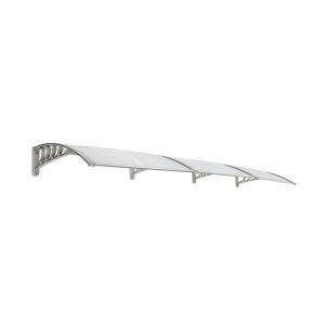 SogesHome MARQUISE - AUVENT POUR PORTE - Marquise Auvent de Porte en Polycarbonate 300 cm x 100 cm TransparentBlanc et Gris