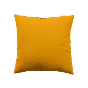 Coussin d&eacute;houssable uni en coton Jaune moutarde 40x40 cm