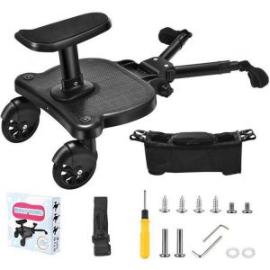 Planche Poussette Universelle Marche Pied Poussette avec Si&egrave;ge et Sac de Rangement pour b&eacute;b&eacute; pour Enfants de 2 &agrave; 6 Ans (55lb)