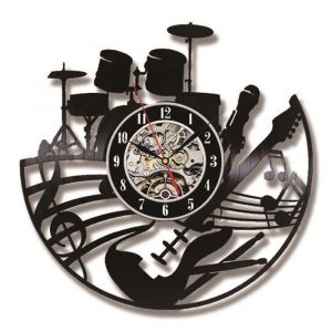Horloge murale - JORMFTTE - Guitare musicale - 12 pouces - Design moderne - LED