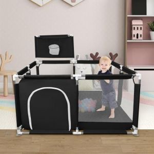 YIPEEMA. Parc b&eacute;b&eacute; - barri&egrave;re de s&eacute;curit&eacute; - avec 50 balles en plastique - 126*126*66cm - noir.