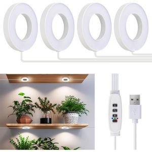 Lampe de croissance - Lampes horticoles pour plantes plafond dint&eacute;rieur 192 LED &agrave; spectre complet horticole Halo Minuterie 3/9/12