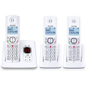 FLEUVE-Telephone Fixe-F530 Voice Trio-T&eacute;l&eacute;phone DECT avec R&eacute;pondeur-Grand &Eacute;cran R&eacute;tro&eacute;clair&eacute;-2 M&eacute;moires-3 Combin&eacute;s-Blanc/Gris