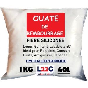 Ouate de Rembourrage Siliconée Polyester Gonflante, Sac de 1 Kg pour Le garnissage de Peluches, Coussin