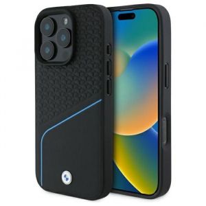 Coque t&eacute;l&eacute;phone - BMW - iPhone 16 Pro Max - Cuir textur&eacute; - Noir - Robuste et &eacute;l&eacute;gant