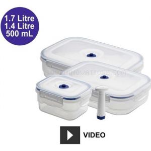 Lot de 3 boîtes alimentaires sous vide Aspifresh