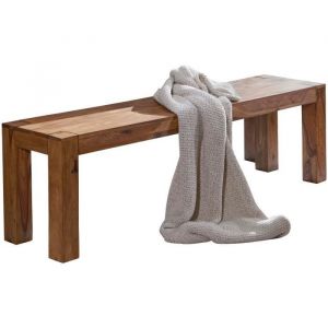 Banc de cuisine en bois massif Sheesham FineBuy - 120 cm - Marron foncé - Design champêtre