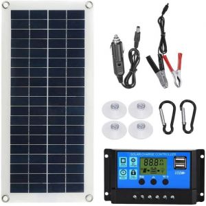 Panneau Solaire polycristallin 10 30 100 Watts  Contrôleur de Chargeur de Batterie Solaire 12V 10-100A  Kit de démarrage Sol[34]
