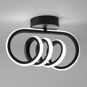 WOTTES Plafonnier LED Moderne Luminaire - Design spirale Noir - pour Salon Chambre Salle de bain Couloir - Blanc Froid - &Oslash;22*17CM