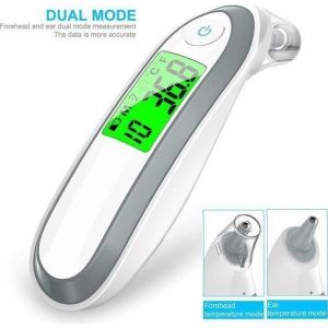 Thermomètre Frontal et Auriculaire Infrarouge Thermomètre Auriculaire Numérique Médical Professionnel pour Bébé Enfant Adulte