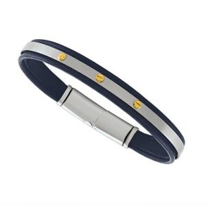Bracelet homme - JOURDAN - Bracelet cuir acier - Vis en or - Blanc - Garantie 2 ans