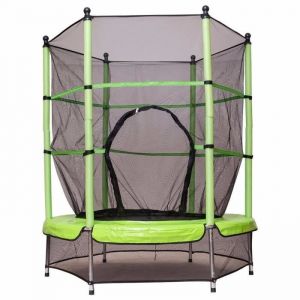 GIANTEX Trampoline de Jardin Enfant Extérieur Equipé Filet de Protection et Grande Porte 140x7872x162CM en Vert