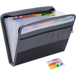 Chemise de projet - A4 - Chemise pliante avec onglets - 13 compartiments - Chemise de rangement - Intercalaires - Fermet &Eacute;tiquette