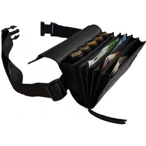Sacoche banane en cuir avec MONNAYEUR de 5 PIÈCES Euro FERMETURE PAR 4 AIMANTS idéal serveur serveuse..