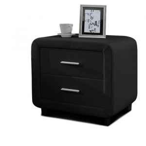 Table chevet design en simili cuir ZEST - Noir