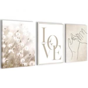 PRÊT À ÊTRE ACCROCHÉ -Tableaux Decoration Set Boho Plage Beige - 30 x 40 cm - 3 Tableaux Avec cadre Salon Chambre Deco