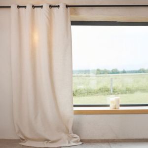 Rideau poly-lin &agrave; &oelig;illets Lin 160x240 cm