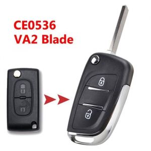 Pour Peugeot 308 207 307 3008 807 Citroën C2 C3 C4 - Coque de clé-porte à télécommande modifiée à distance avec 2 boutons - XUKEY