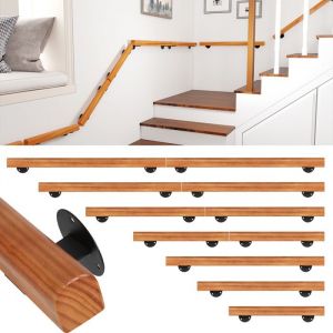 Aopunly Main courante en h&ecirc;tre Barre de garde-corps en bois 80 cm Poign&eacute;e descalier Poign&eacute;e Kit