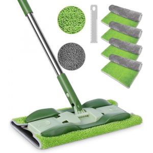 Balai Plat Microfibre Balai Serpill&egrave;re avec Manche Hyper Long 150cm et 4 Tampons Double Face s Vadrouille Rotative &agrave; 360&deg;