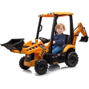 Tracteur électrique pour EnfantsExcavatrice ElectriqueTractopelle à Batterie 12VParfait pour Enfants de 3 à 8 AnsJaune