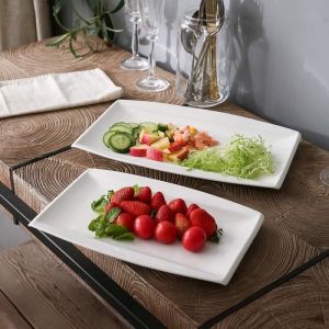 Malacasa BLANCE Set de 2 Assiette de Présentation Plate Rectangulaire Porcelaine Plat de Service Table Vaisselles