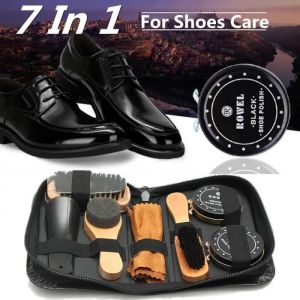 7en1 Neutre Brosse Polissage Cirage &agrave; Chaussure Bottes Cuir Nettoyage Entretien &Eacute;ponge Outil Kit Cireuse