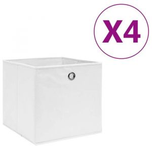 Prix bas - Boîtes de rangement - pliable - 4 pcs Tissu intissé 28x28x28 cm Blanc （730131220900)