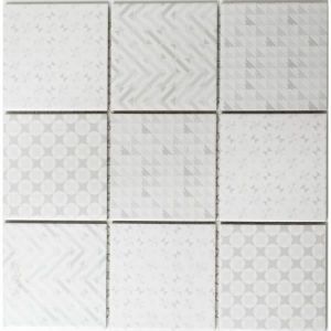 Retro Vintage ART DEKO carreau mosaïque mur céramique blanc mix carrelage cuisine salle de bain WC mur - MOS22B-1401