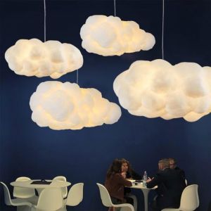 Simulation Nuage Pendentif Lumi&egrave;re Creative Coton Nuage Lustre Plafonnier Nuage D&eacute;coratif Plafonnier Pendentif（40*20CM）